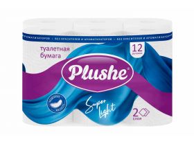 Туалетная бумага PLUSHE 2х сл. 14м Super Light/ Супер Формат (12 рулонов в упаковке)