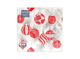 Салфетки НГ 33х33 3х сл. "Красные игрушки на серебре" 20шт Art Bouquet