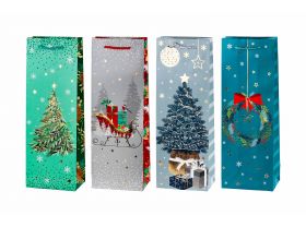 Бумажный пакет для бутылки 13х36см микс — UPAKMARKET