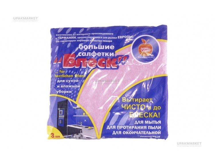 Салфетка из вискозы 36х38 "Блеск" 3шт Витто — UPAKMARKET