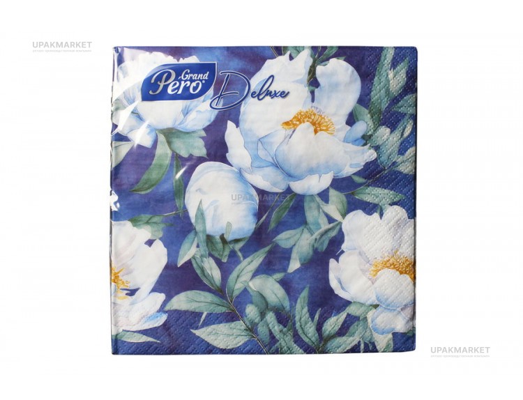 Салфетки 33х33 3-х слойные "Цветочный сон" 20 листов, GrandPero Deluxe — UPAKMARKET