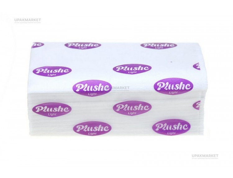 Полотенца бумажные PLUSHE Professional Light/Профессиональная серия 16, V-сложение 1 слой, 250 листов, целлюлоза, 16 штук в коробе — UPAKMARKET