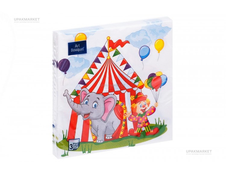 Салфетки 33х33 3 - слойн. Art Bouquet 20 шт  Цирк — UPAKMARKET