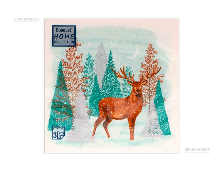Салфетки НГ 33х33 3х сл. "Лесной олень" 20шт Art Bouquet — UPAKMARKET