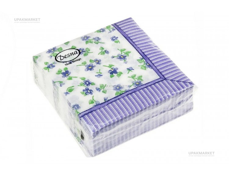 Салфетки 25х25 1-слойн. ДЕСНА 40л Фиалки — UPAKMARKET