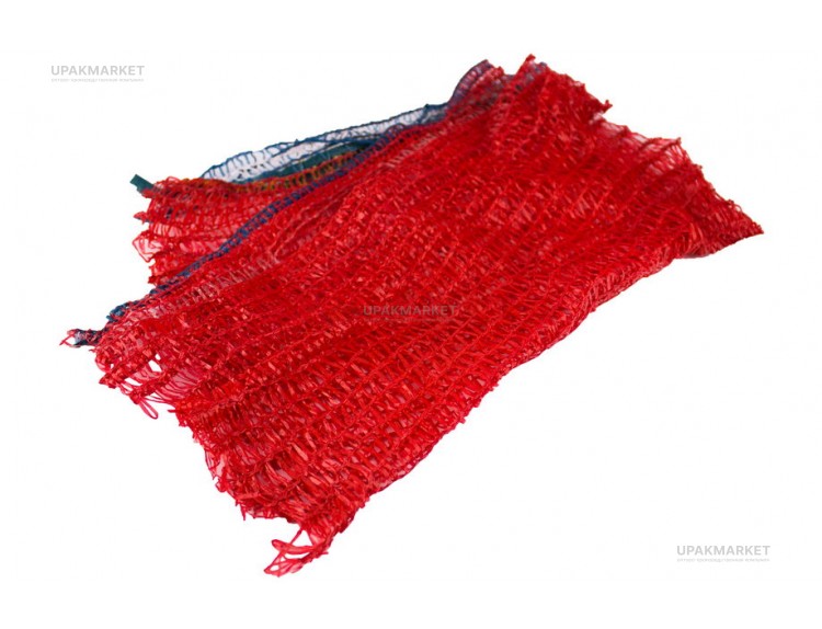Сетка-мешок с завязками 35x60 красная до 15кг — UPAKMARKET