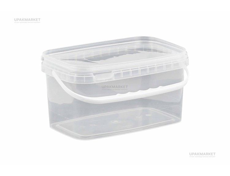 Ведро/крышка 3,3л прозрачное прямоугольное /250*158*128/ — UPAKMARKET