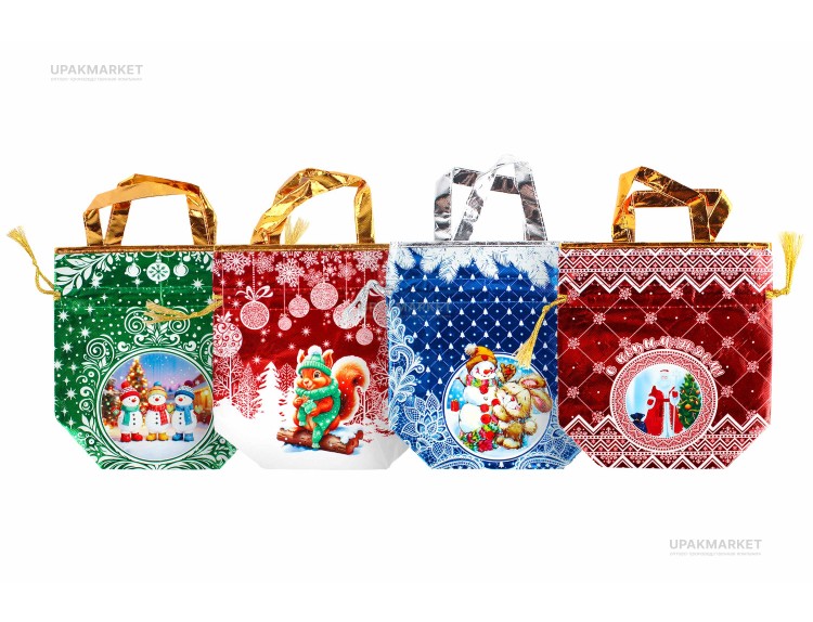 НГ Мешок 35х30х11 /5упх20шт/ /100шт/ /500шт/ блестящие — UPAKMARKET