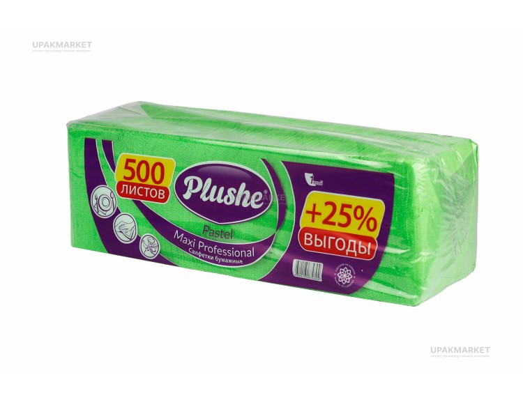 Салфетки 24х24 1-слойные, 500 листов Пастель салатовые PLUSHE — UPAKMARKET