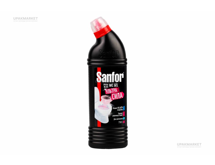 Санитарно-гигиеническое средство Sanfor WC гель 750мл Special Black Ступинский химический завод ЧЗ — UPAKMARKET