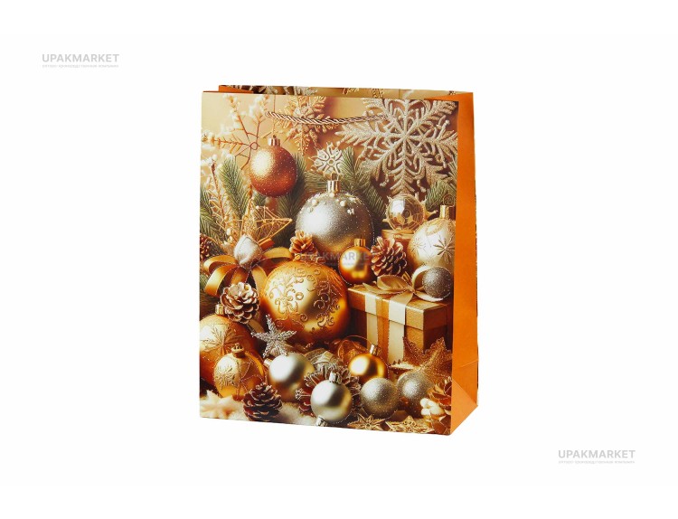 Пакет бумажный НГ 26х32х10 Люкс с тиснением — UPAKMARKET