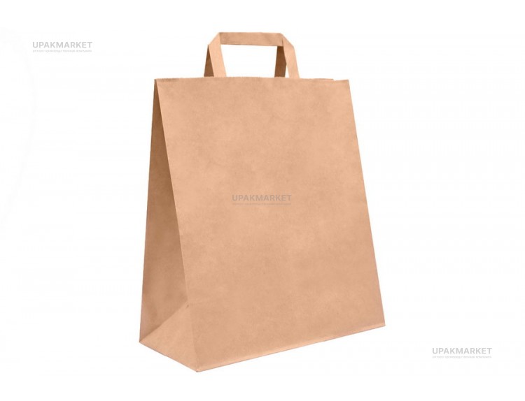 Пакет крафт с плоской ручкой б/п 350х150x450 бурый 70г Тек-Пак — UPAKMARKET