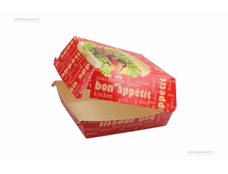 Фастфуд короб гамбургер L 120х120х70 Bon appetit — UPAKMARKET