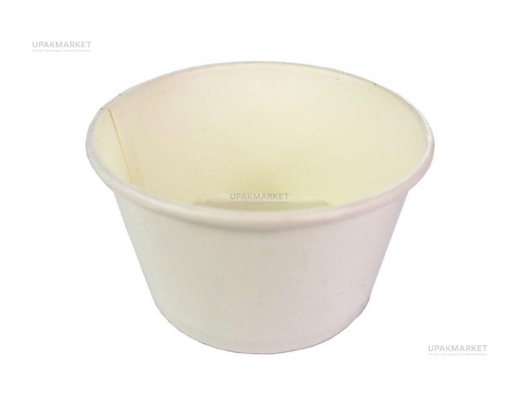 Бумажная креманка/супница белая /d1-121,d2-93,h-73/ 500мл  РМП — UPAKMARKET