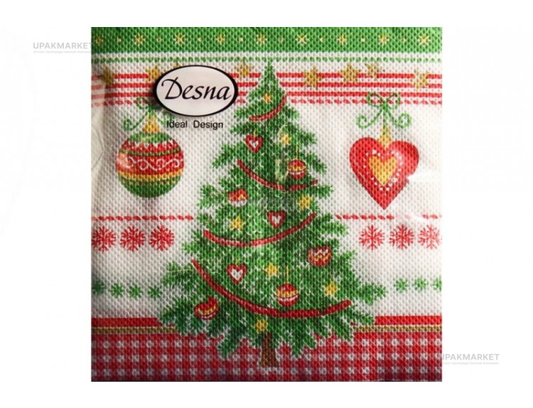 Салфетки НГ 25х25 1сл. "Новогодняя ель" 40шт ДЕСНА — UPAKMARKET