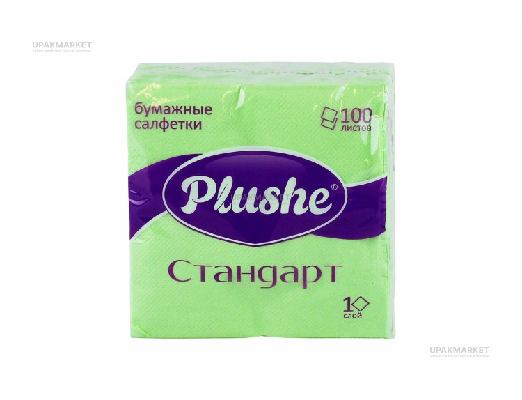 Салфетки 24х24 однослойные 100 листов Стандарт Салатовые PLUSHE — UPAKMARKET