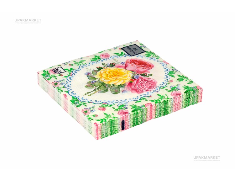 Салфетки 33х33 трехслойные "Розовый сад" 20шт Art Bouquet — UPAKMARKET