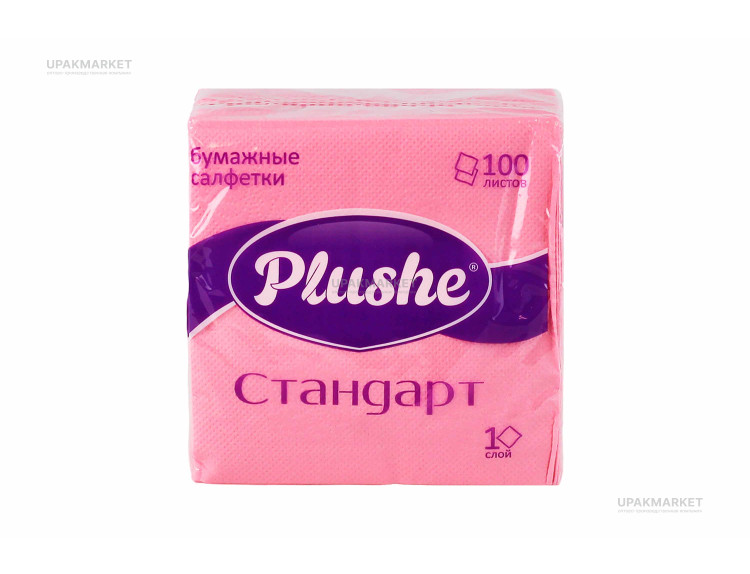Салфетки 24х24 однослойные 100 листов Стандарт Розовые PLUSHE — UPAKMARKET