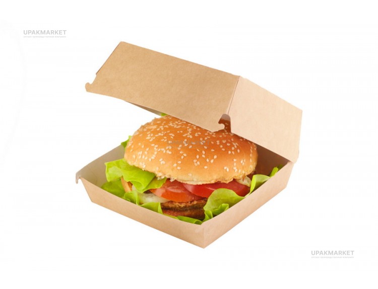 Короб под гамбургер BURGER L 120x120х70 крафт OSQ (OCQ, OCIQ, ОСК, ОЭСКЬЮ, ОСИКЬЮ) — UPAKMARKET